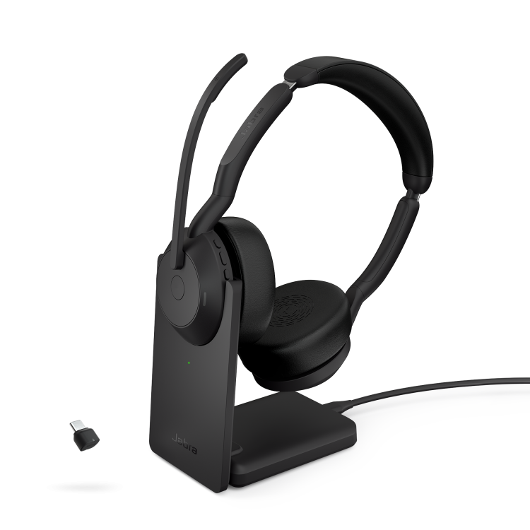 Jabra Evolve2 55 Link 380 USB-C UC Stereo Headset and Stand Jabra Evolve2 55 Link 380 USB-C UC Stereo Headset and Stand